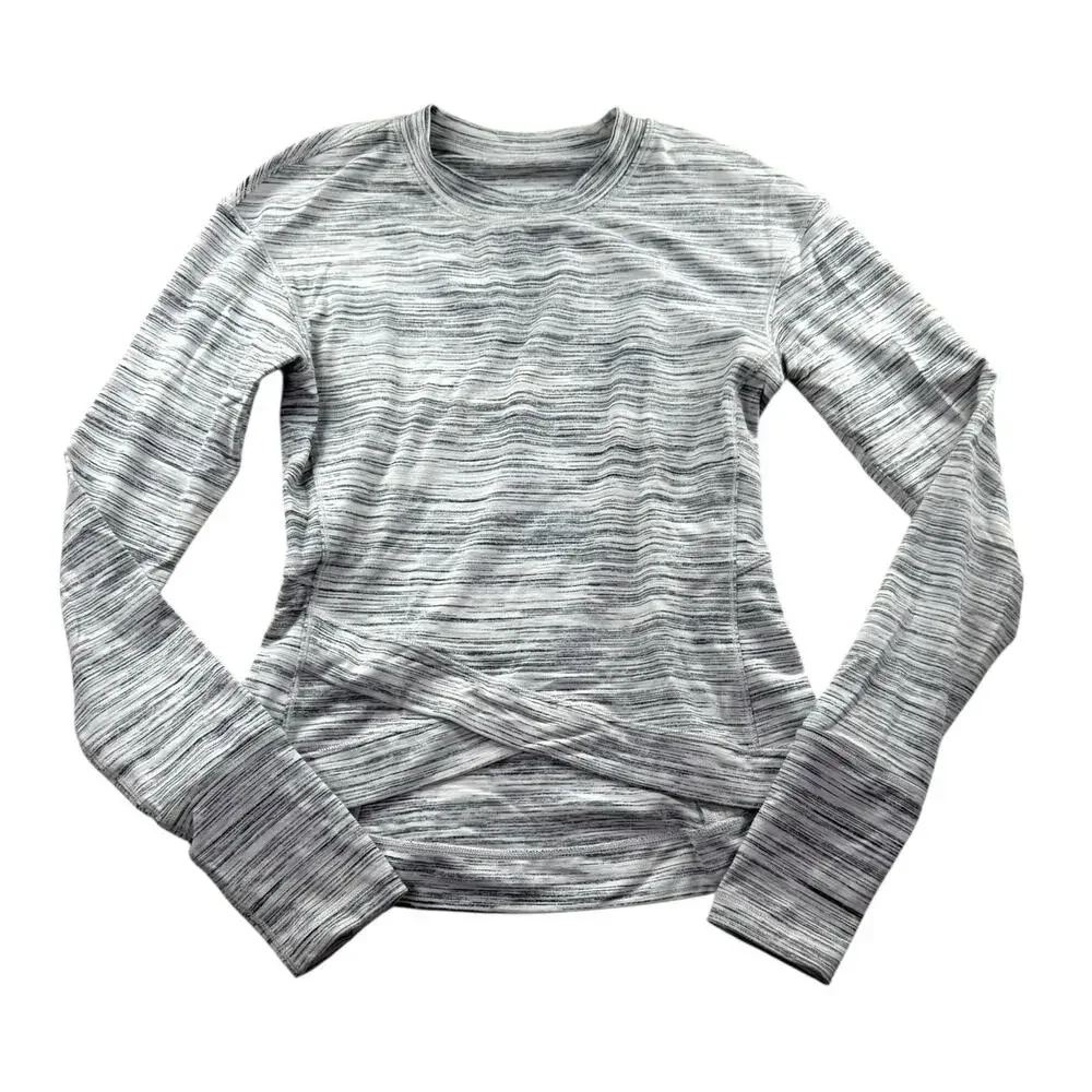 lululemon Close to Crossing Long Sleeve XS Rulu Space Dye Camo White Silver